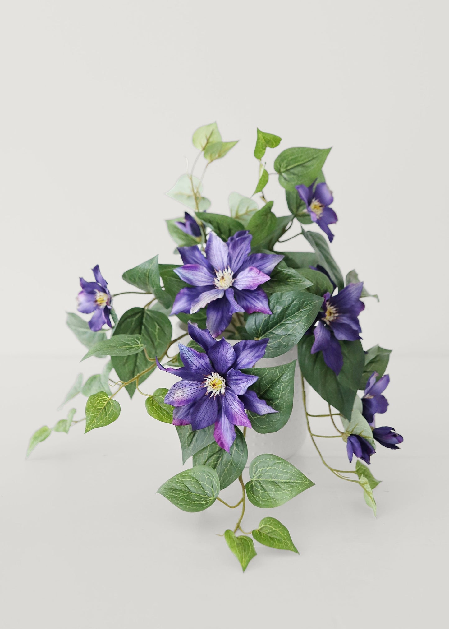 UV Treated Indoor/Outdoor Faux Clematis Bush - 20.5"