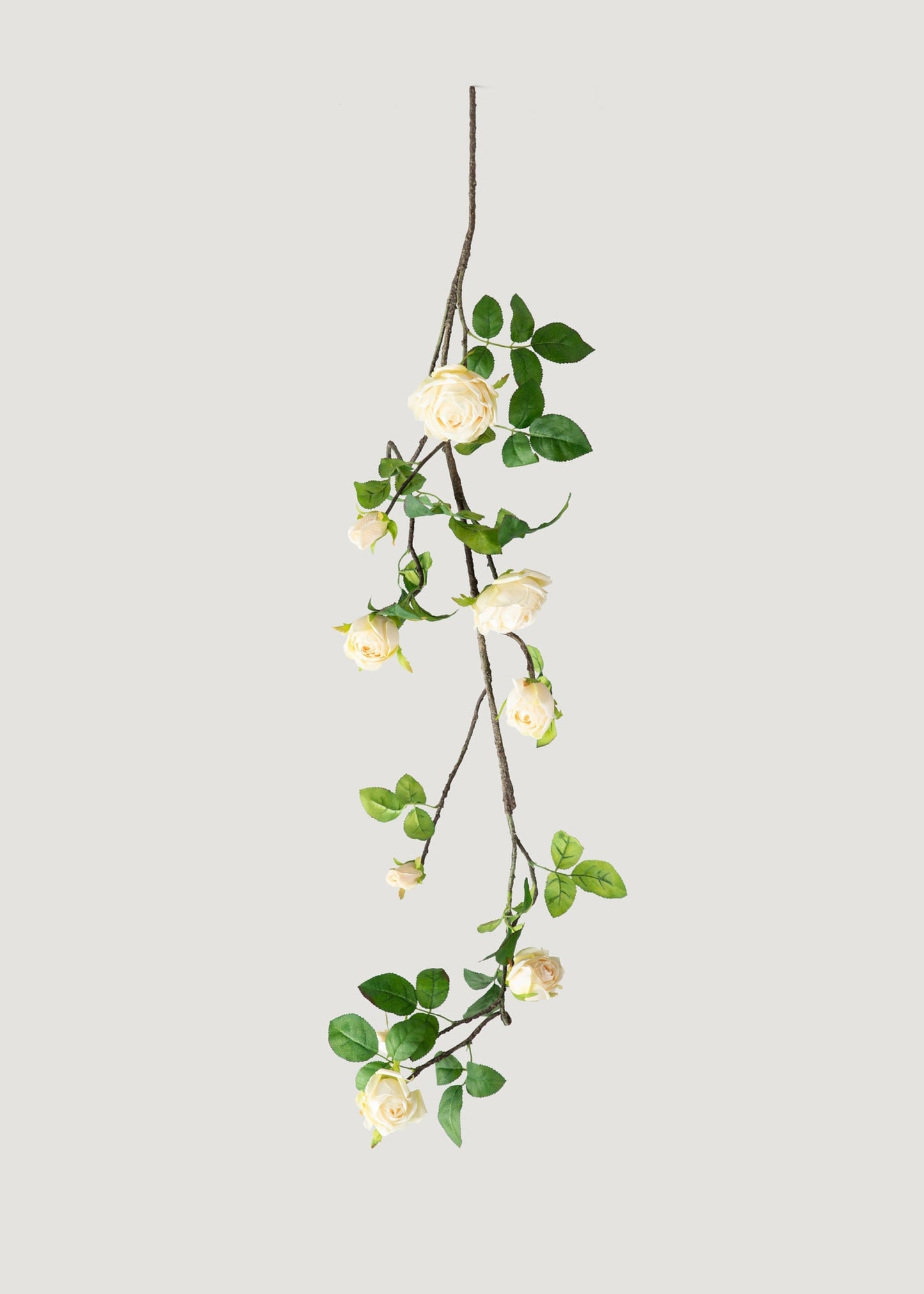 Artificial Rose Flower Vine Garland in Soft Yellow - 48"