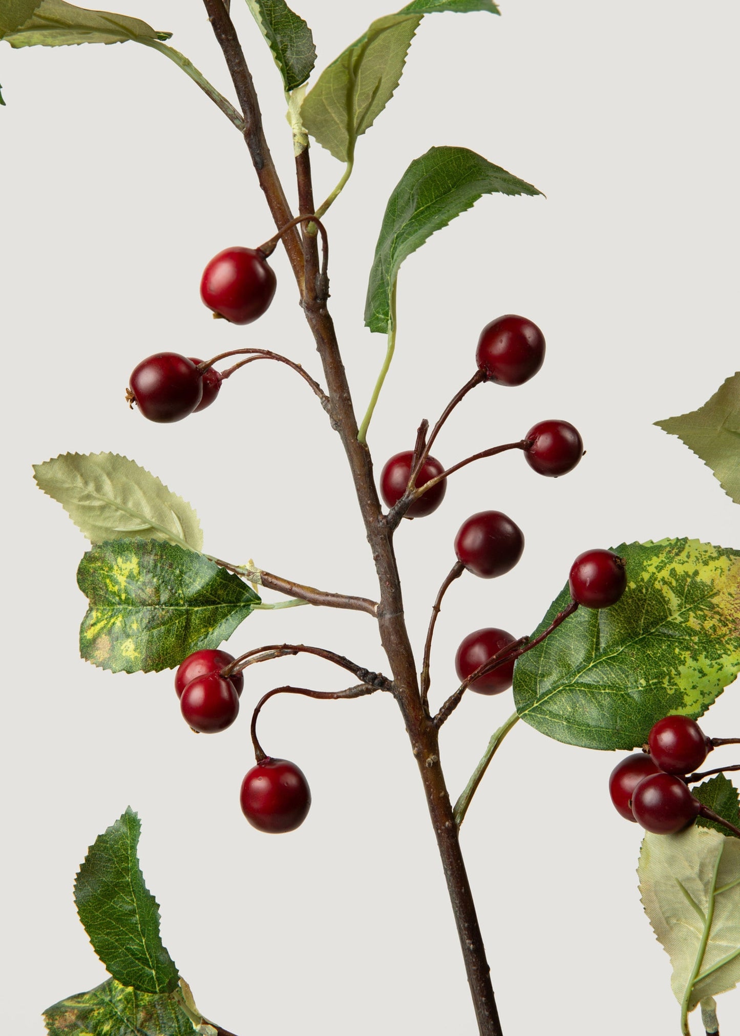 Faux Red Crabapple Berry Branch - 35"