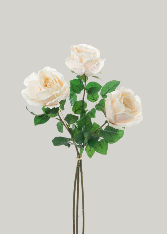 Real Touch Faux Flower Bundle of Cream Roses - 25.5"