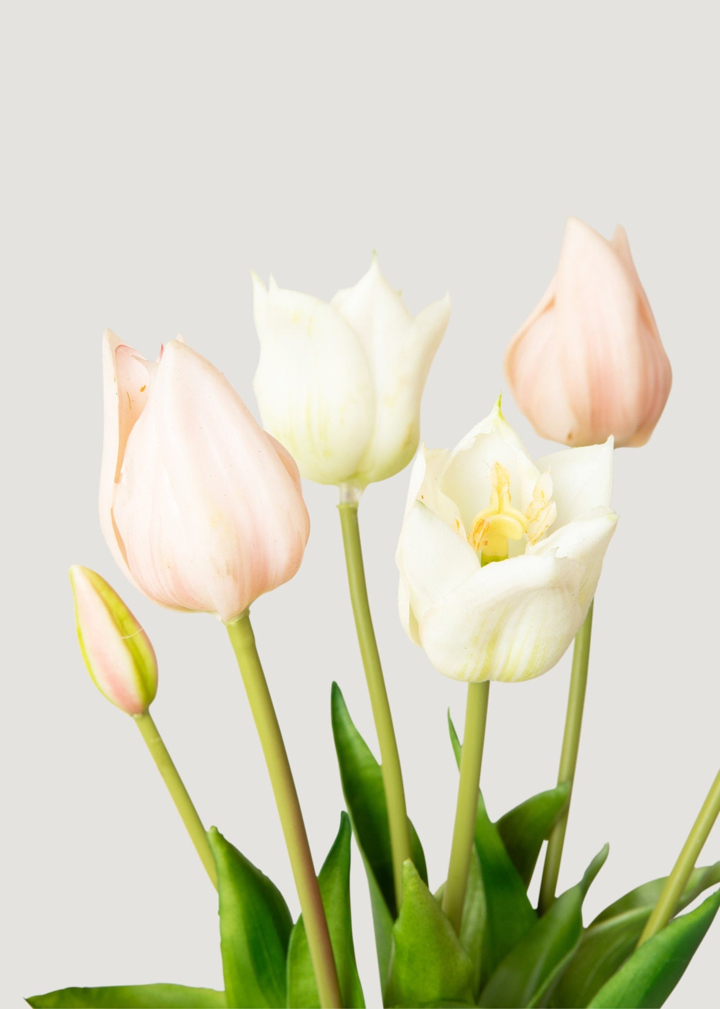 Pink and White Faux Tulip Flower Bundle - 18"