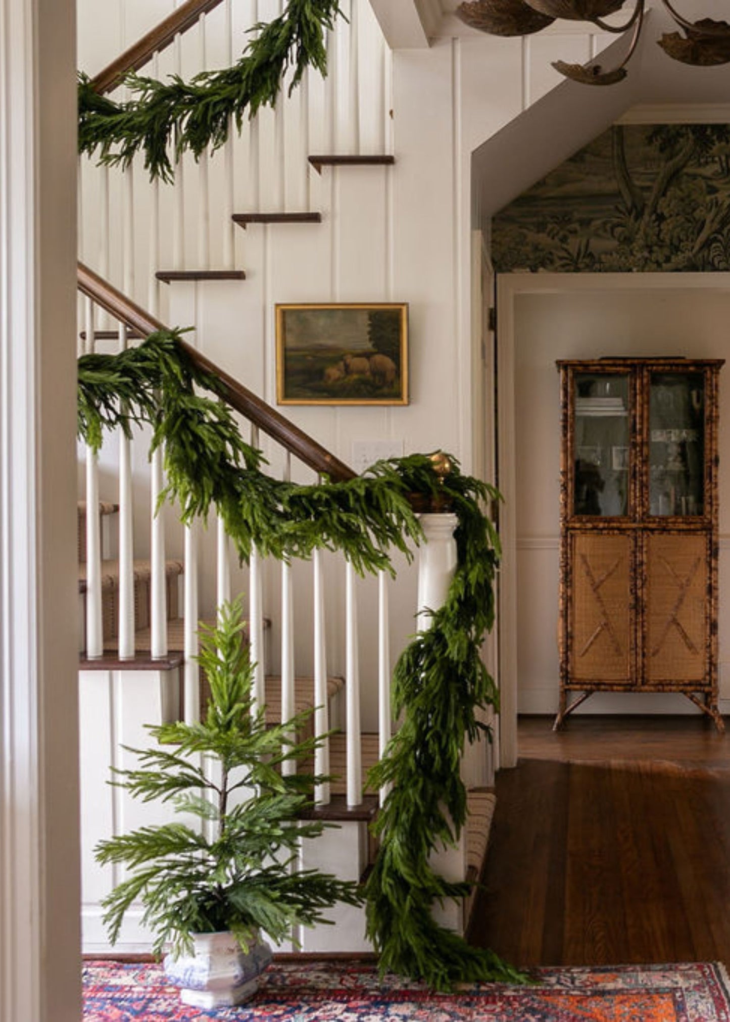 Afloral Real Touch Norfolk Pine Entry / Staircase Garland - 180" Long