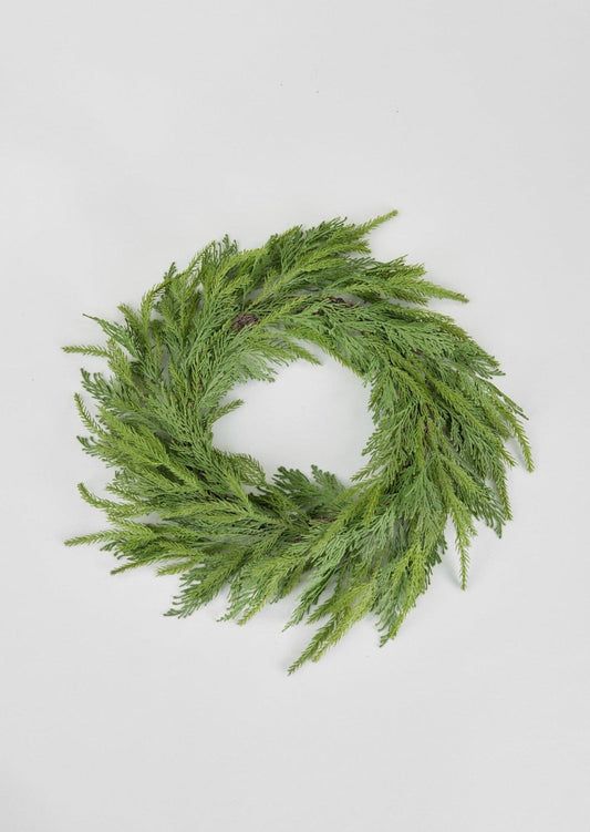 SALE - UV Treated Faux Indoor/Covered Outdoor Cedar Wreath - 24"