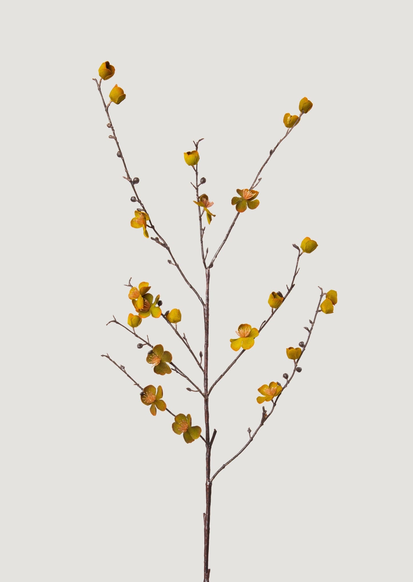 SALE - Artificial Peach Blossom Branch in Aged Mustard - 40"