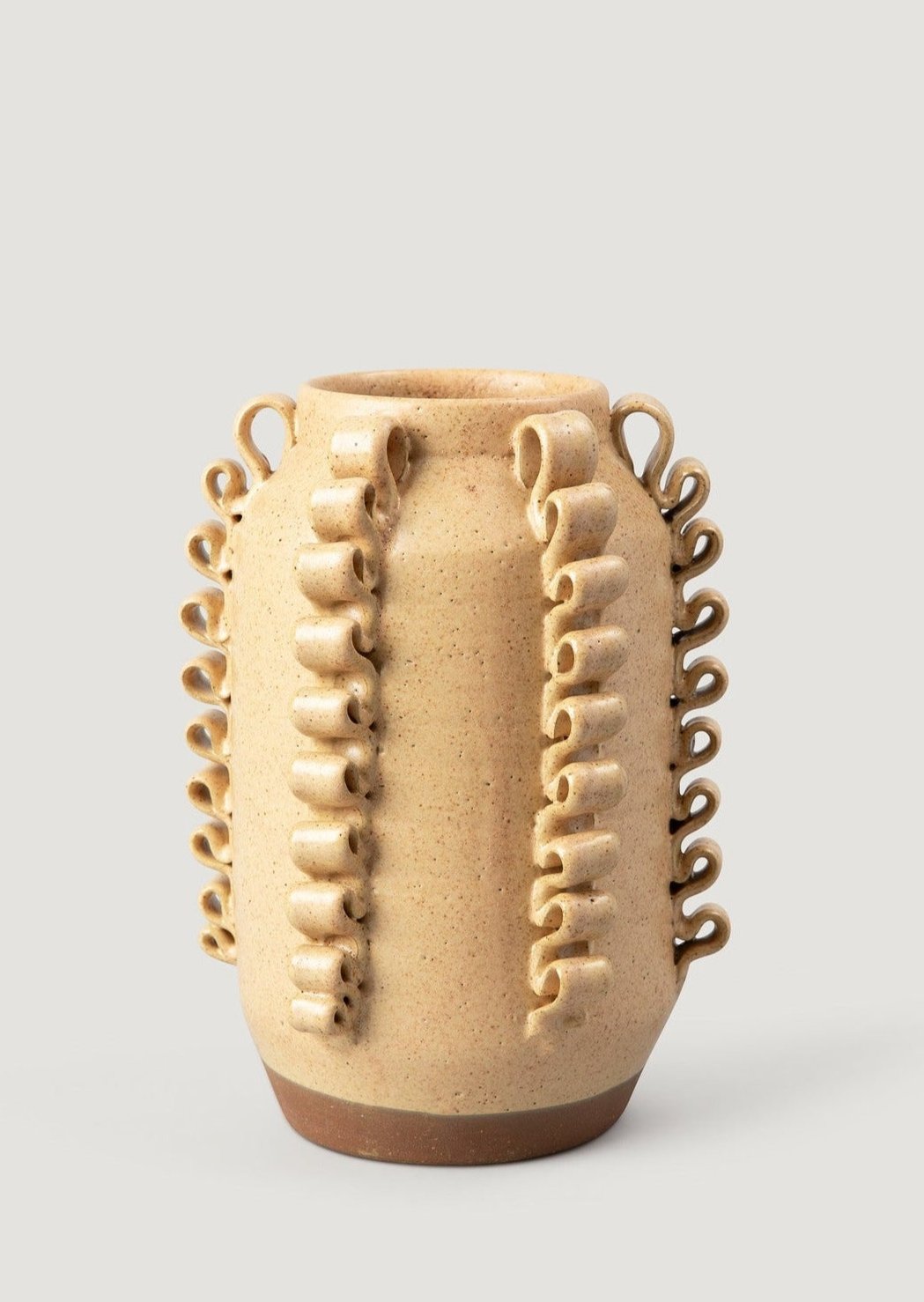 Handmade Textured Ceramic Lola Vase by Perla Valtierra  in Almond - 7.75"