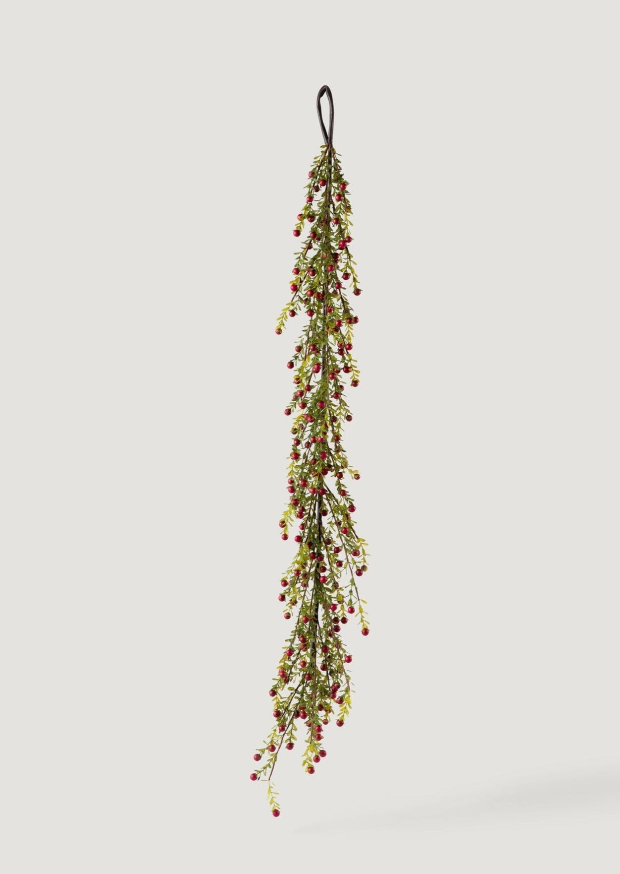 Faux Red Cranberry and Leaf Christmas Garland - 48"