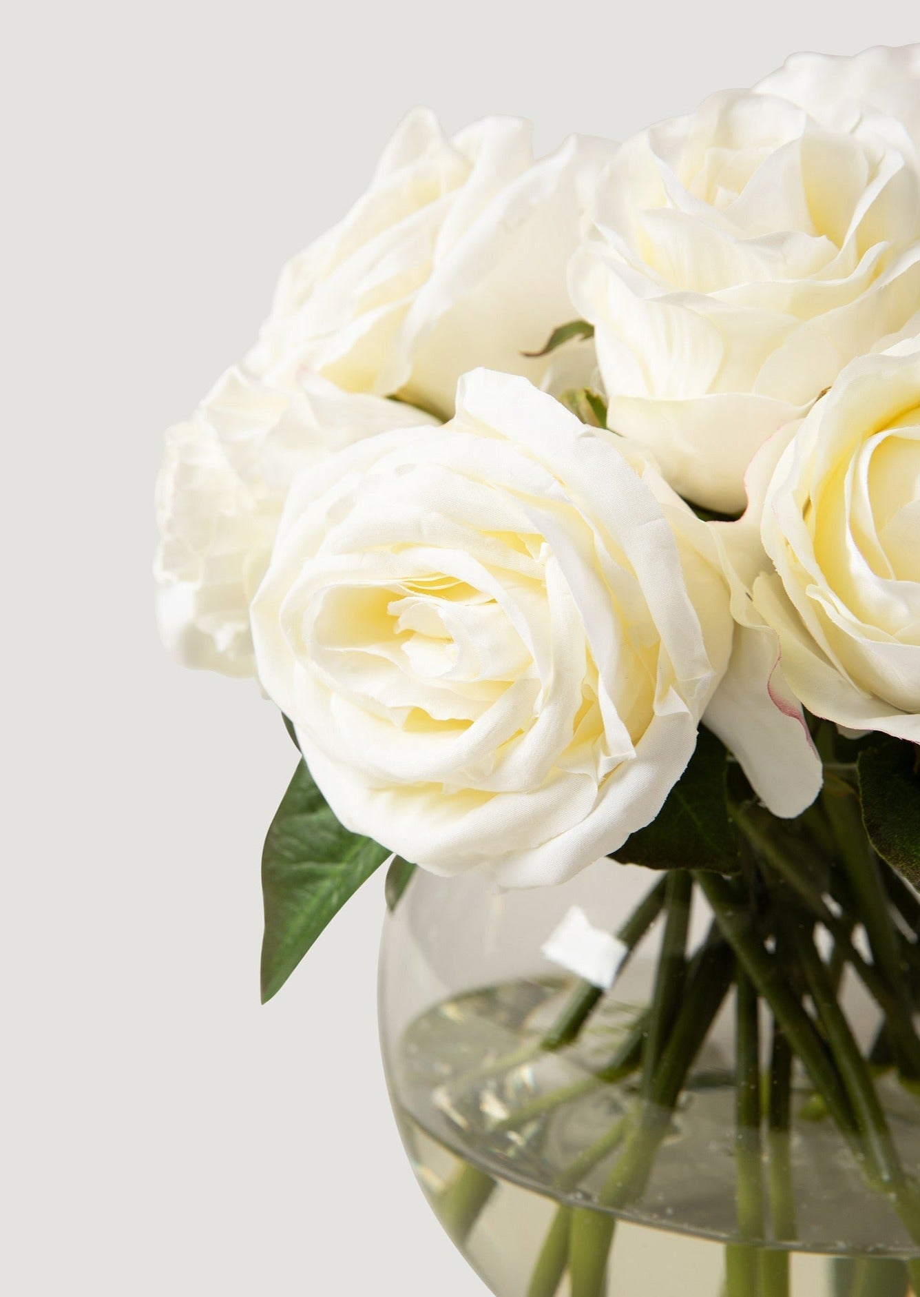 Real Touch Cream White Fake Rose Arrangement - 11.5"