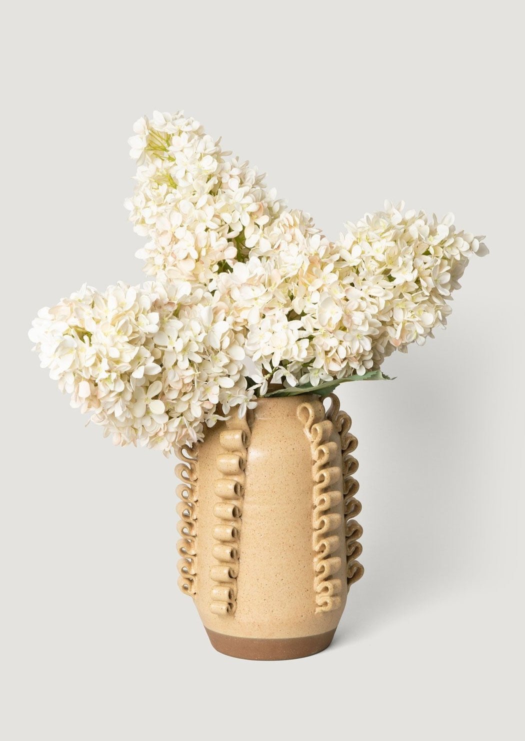 Handmade Textured Ceramic Lola Vase by Perla Valtierra  in Almond - 7.75"