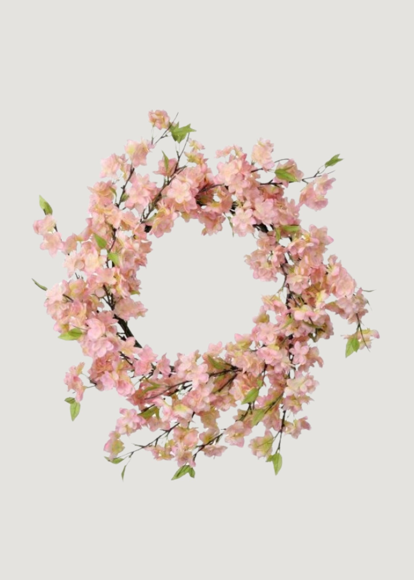 Faux Cherry Blossom Flower Wreath in Pink - 20"