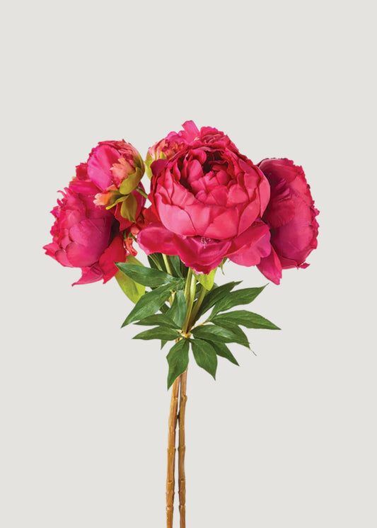 Fuchsia Faux Flower Peony Bundle - 21"