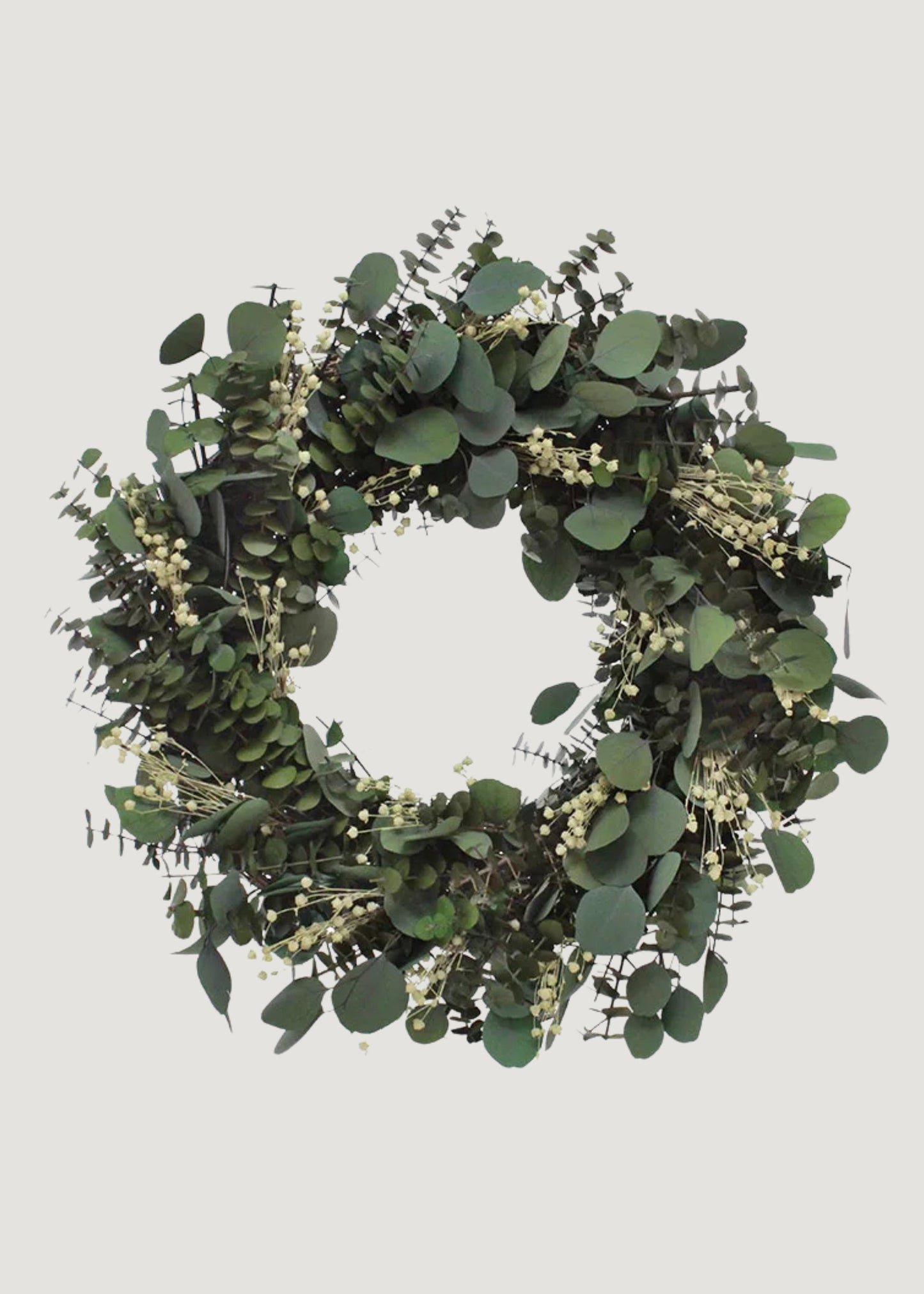 Preserved Eucalyptus Leaf and Flax Wreath - 22"